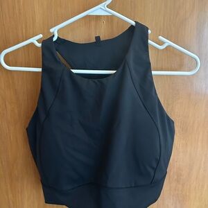 Alia Black Fitted Crop Tank Top